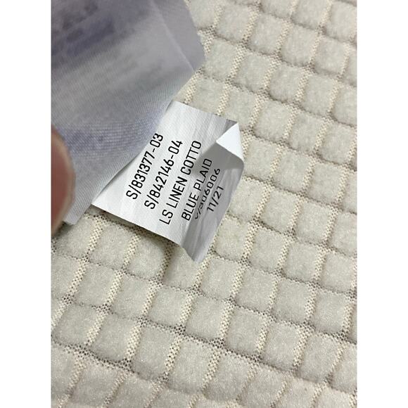 Gap Men’s Plaid Linen Blend Blue Button Down Classic Shirt Long Sleeve XL - Picture 7 of 8